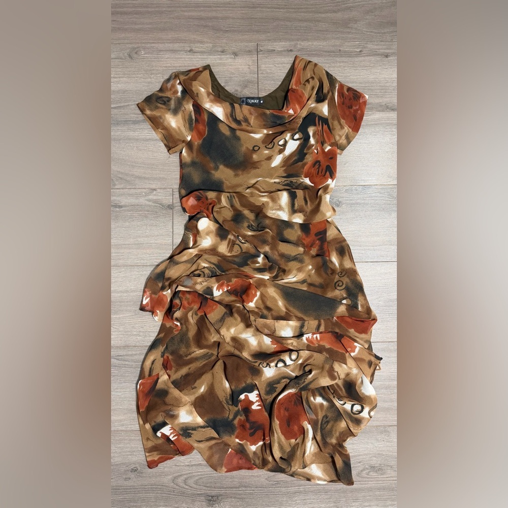 Vintage Y2K  Brown and Orange Women's maxi Dress